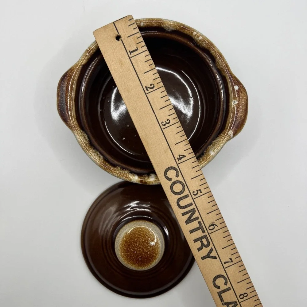 Monmouth Western Stoneware USA Brown Drip Glazed‎ Bean Pot Bowl with Lid